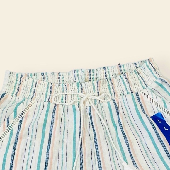 NWT Briggs Striped Elastic Waist Linen Shorts Size L - Picture 7 of 12